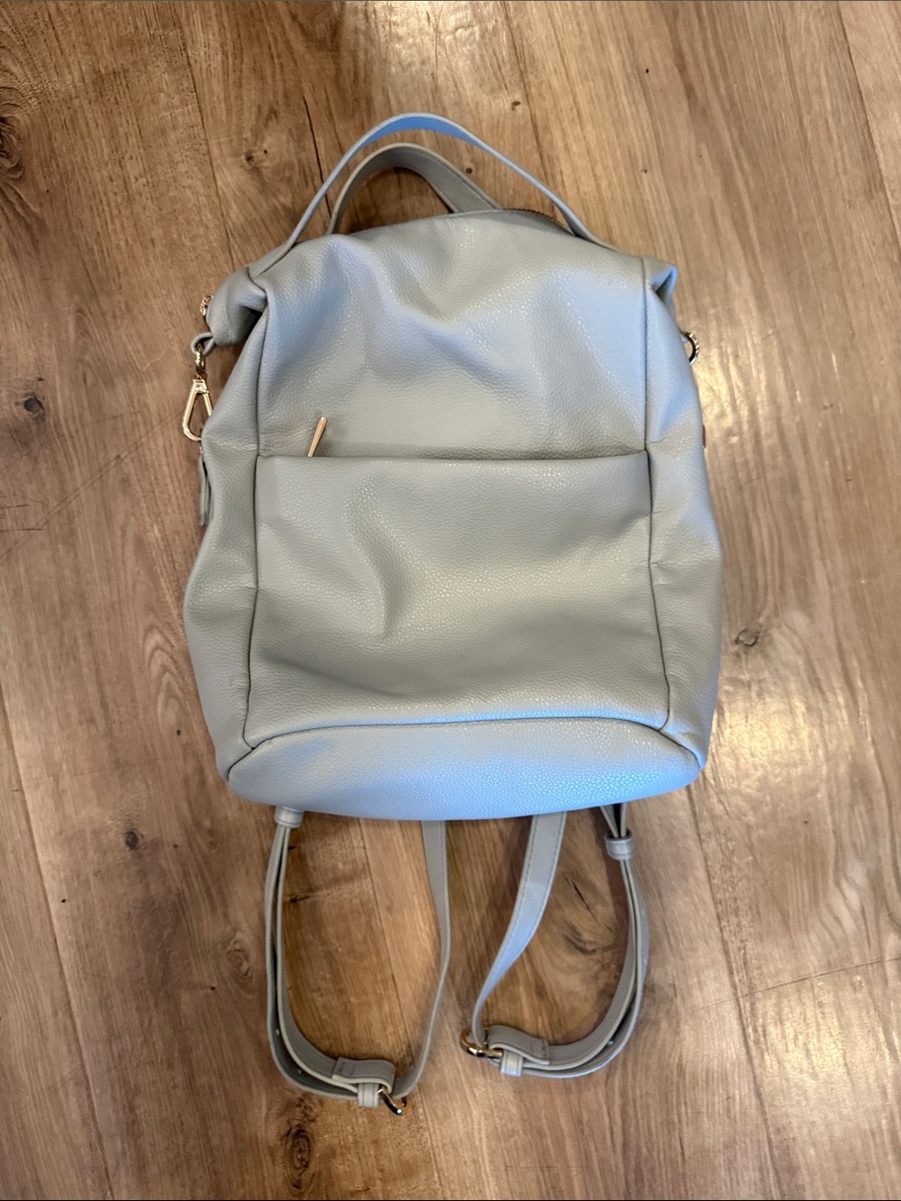 A New Day Light Blue Women's Leather Backpack - Minimal Everyday Bag